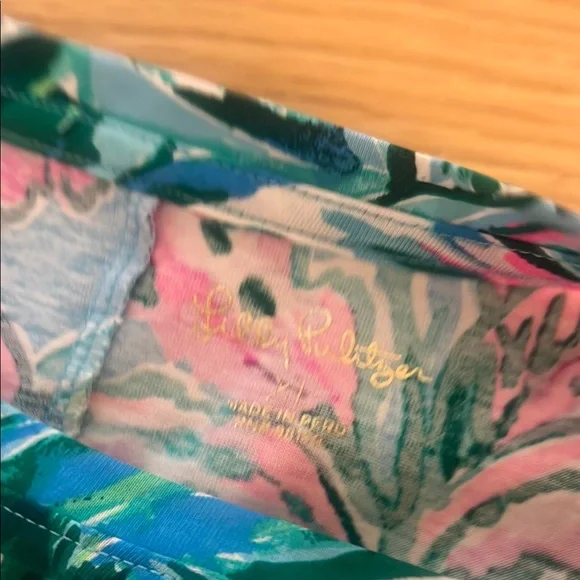 Lilly Pulitzer Pink and Blue Sheath Dress 3/4 Sleeve - Picture 2 of 4